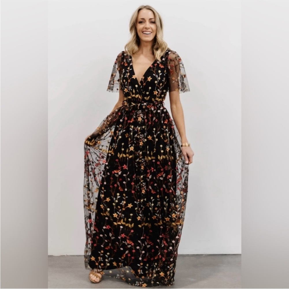 Floral Black Maxi Dress Marsielle Embossed Baltic Born